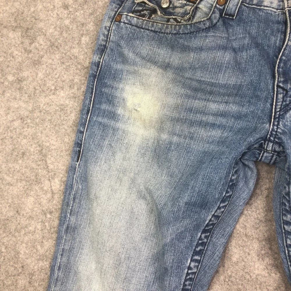 True Religion Jeans Ricky Straight Size 38 Blue Flap Pockets Y2K